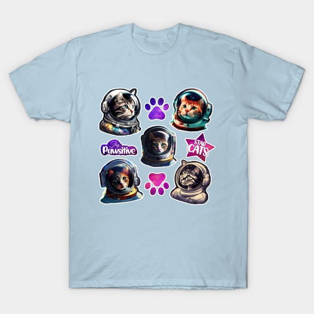 Sticker Star Cats (Blue) T-Shirt by DreadX3